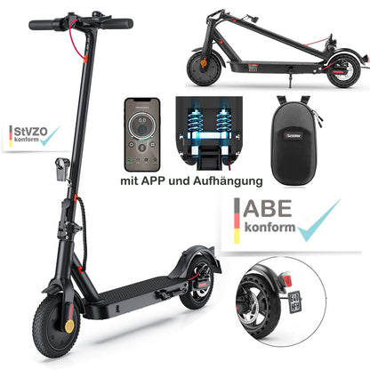 iScooter E Scooter mit Straßenzulassung ABE Max 30 km Reichweite, 350W Motor Elektroroller mit 8,5 Zoll Wabenreifen Duales Bremssystem und Doppelfederung für Herren Damen