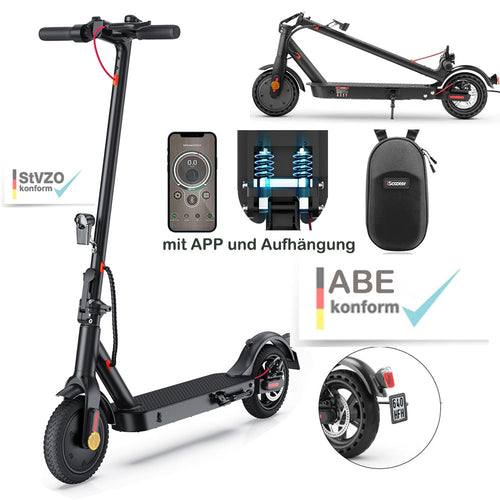 iScooter E Scooter mit Straßenzulassung ABE Max 30 km Reichweite, 350W Motor Elektroroller mit 8,5 Zoll Wabenreifen Duales Bremssystem und Doppelfederung für Herren Damen